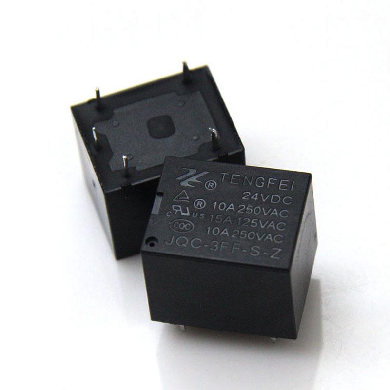 Tengfei JQC-3FF-Z 5-Pin DC Relay, 5V/9V/12V/24V, 10A Changeover