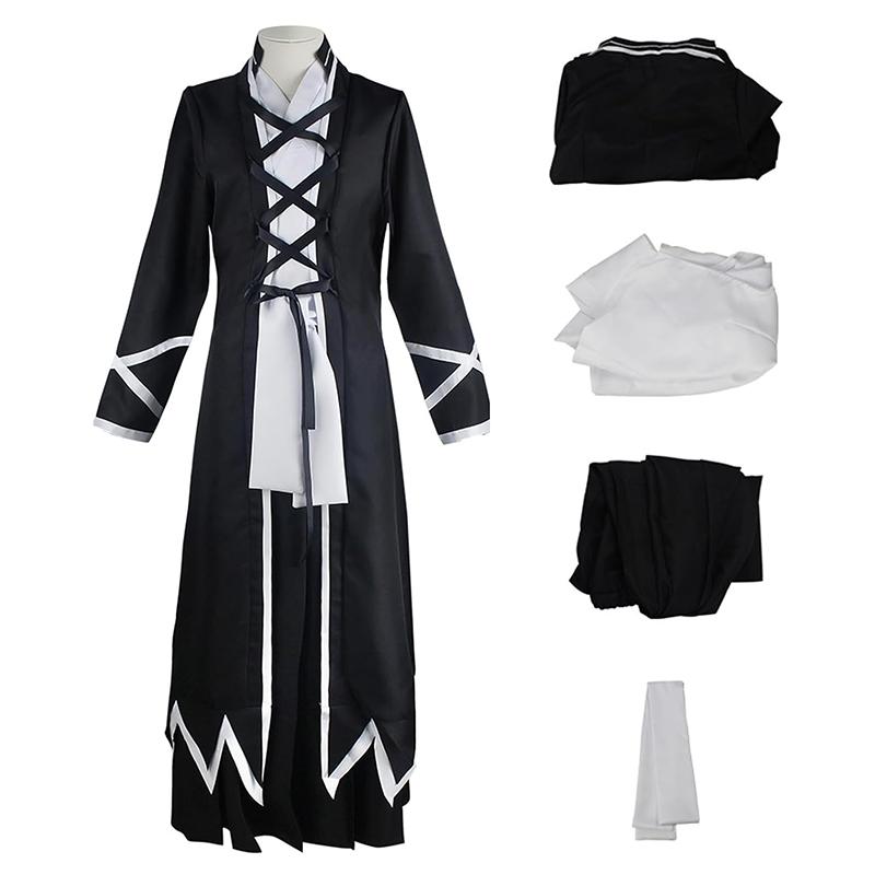 

Adult anime black robe cloak Kurosaki cosplay costume Japanese traditional swordsman Halloween costume set XS чёрный