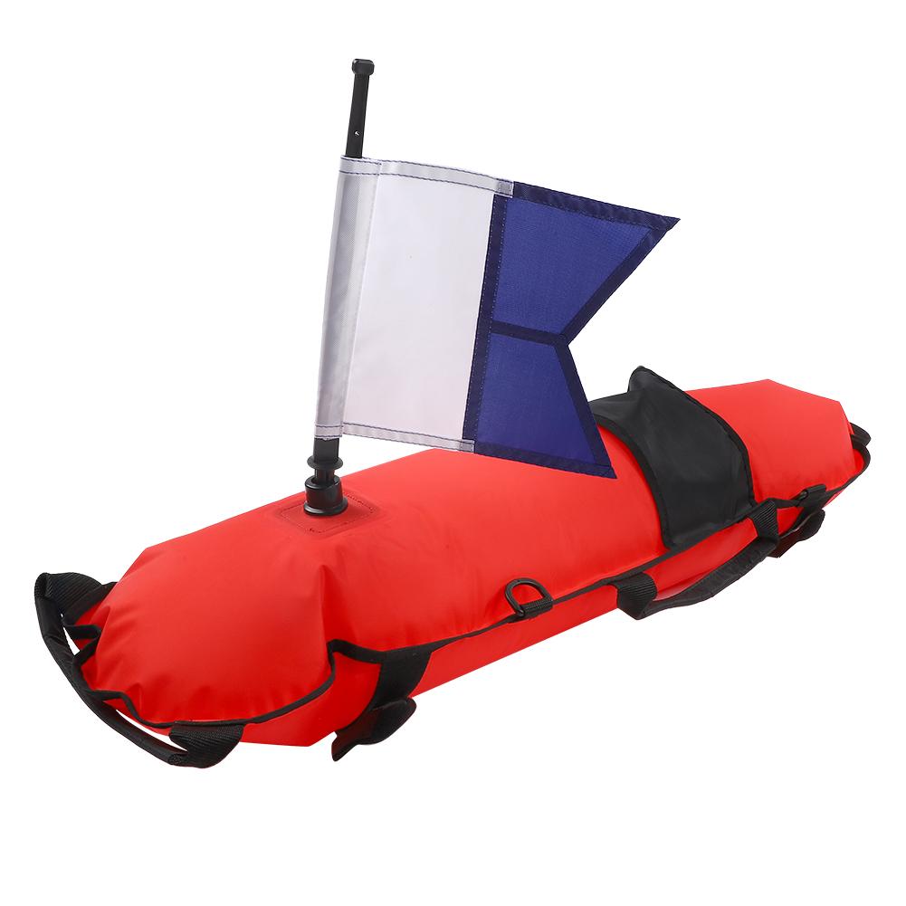 Outdoor Inflatable Float Scuba Diving Surface Marker Buoy with Dive Flag (Red)