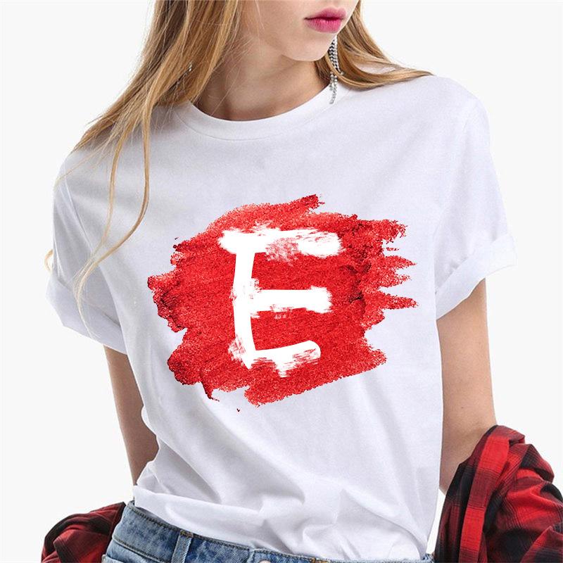 Women T Shirt Harajuku Summer 26 Alphabet K Print Woman Tee Tops Casual 90S Tshirt Femme Fashion Female T-Shirt