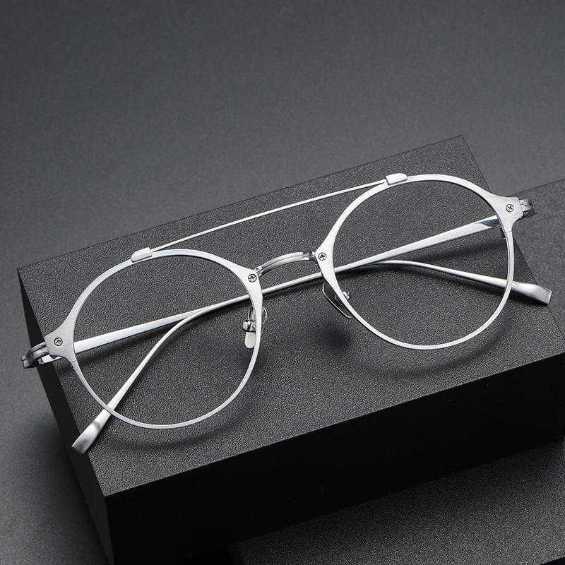 Ultralight Pure Titanium Reading Glasses For Men Women Alloy Double Bridge Retro Round glass Anti blue Light Presbyopia Eyewear