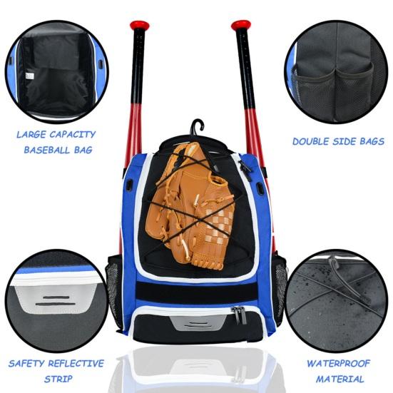 Baseballový batoh Vodotěsný nylon Velkokapacitní nastavitelný popruh Softballové vybavení Taška na sportovní trénink Soutěžní balíček