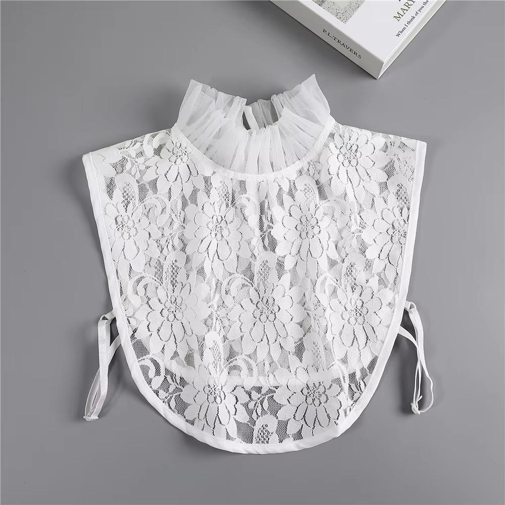 Girls Hollow Out Lace Shirt Detachable Fake Collar Shirt Lapel Blouse Top Adjustable Women Clothes Ladies False Collar Decor