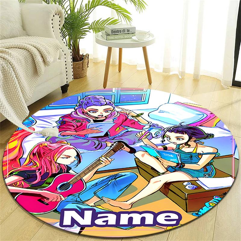 Personalized K-KPop Demon Hunters Round Chair Office Rug - Perfect for Mat, Office Chair & More - Ideal Gift for Birthdays and Holidays