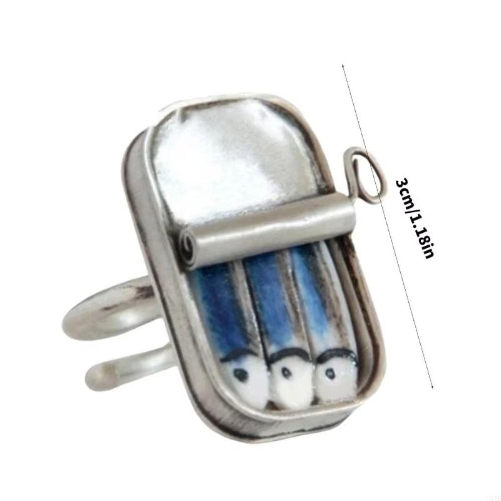 Unique Sardines Finger Ring Gold Silver Fun Rings Fashionable Sardine Can Rings  Women Men