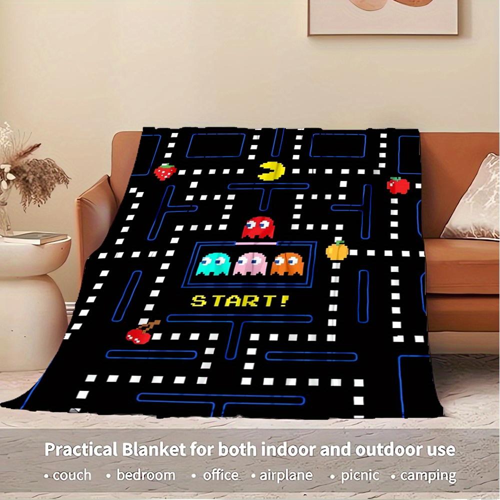 1pc Pac-Man,Retro Game,Classic ArcadeDigital Print Fleece Blanket - Contemporary Style, Suitable for All Seasons, Perfect for Home, Travel,