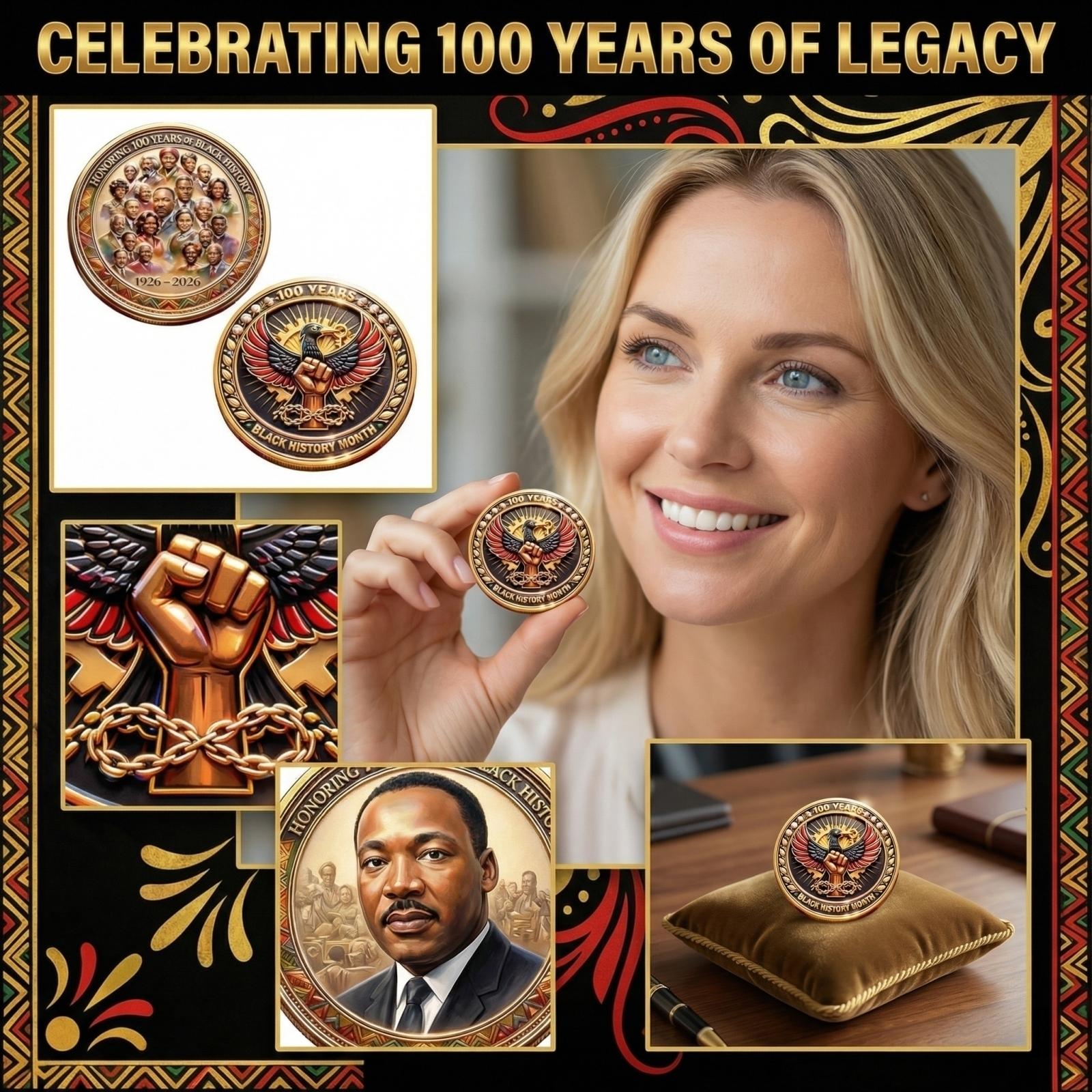 

100 Years Of Black Commemorative Coin, Black Month Challenge Coin For Collectors One Size
