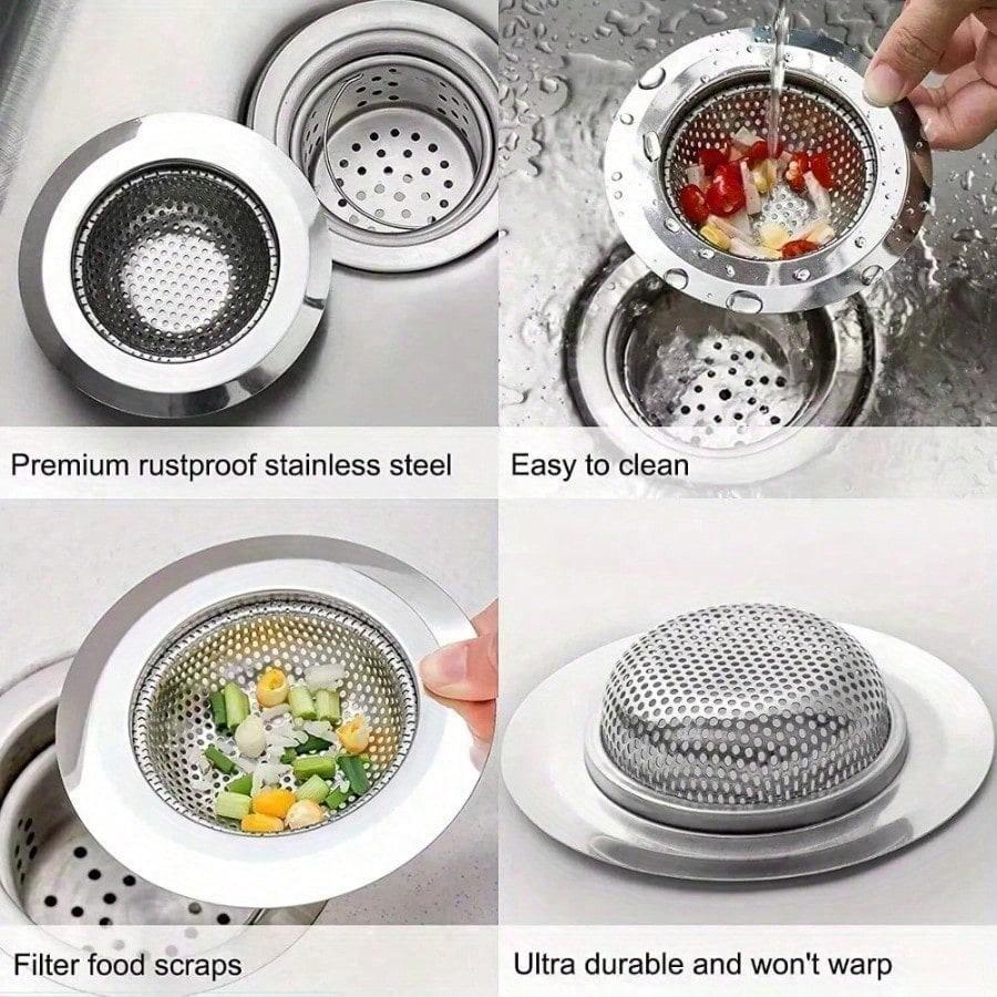 2pcs Stainless Steel Sink Strainers - Anti-Clogging Metal Slag Separators with Perforated Design for Kitchen & Bathroom Sinks,