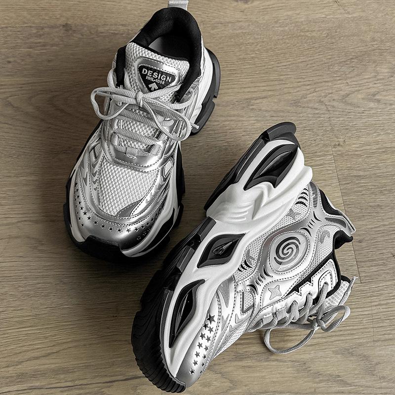 Black Warrior Men's 10CM Invisible Height Boost Shoes, Autumn Mesh Breathable Retro Dad Sneakers