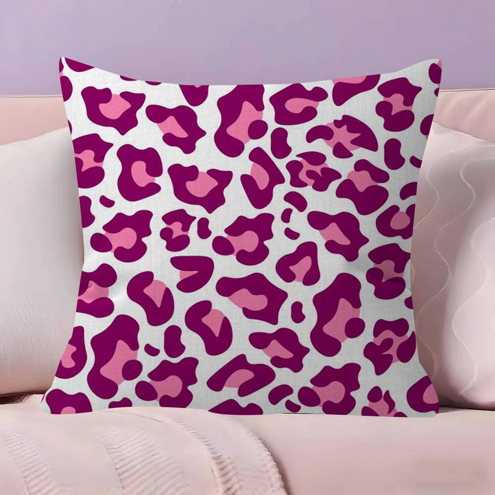 Anime Pink Leopard Pattern Pillow Cover Sofa Cushion Cover Home Room Decoration Children Gift
