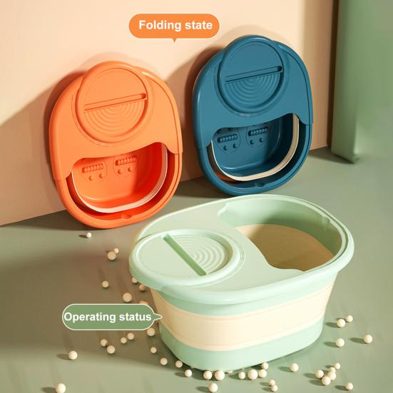 Folding Footbath with Lid Dual-State Switching One-Touch Foldable Design Foot Basin Ergonomic Anti-aging Pet Paw Care Tool