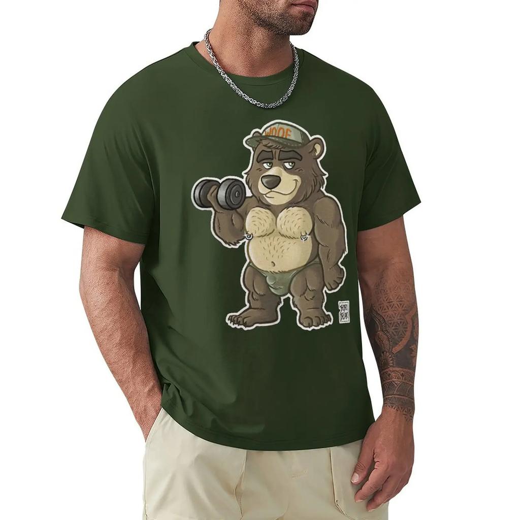Casual Thicc Bear Animals Strong Wildlife T Shirt Harajuku Short Sleeve T-shirt 100% Cotton Graphics Tshirt Tops