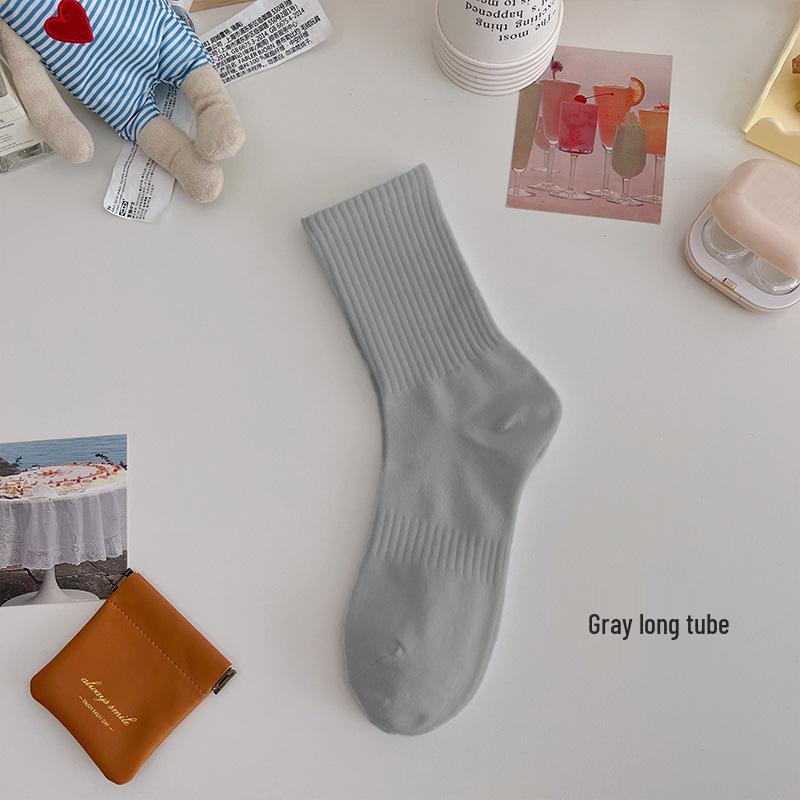 Women's Mid-Calf Cotton Sports Socks: Breathable, Sweat-Absorbent, Non-Slip, Waist-Tightening - Perfect for Spring and Autumn