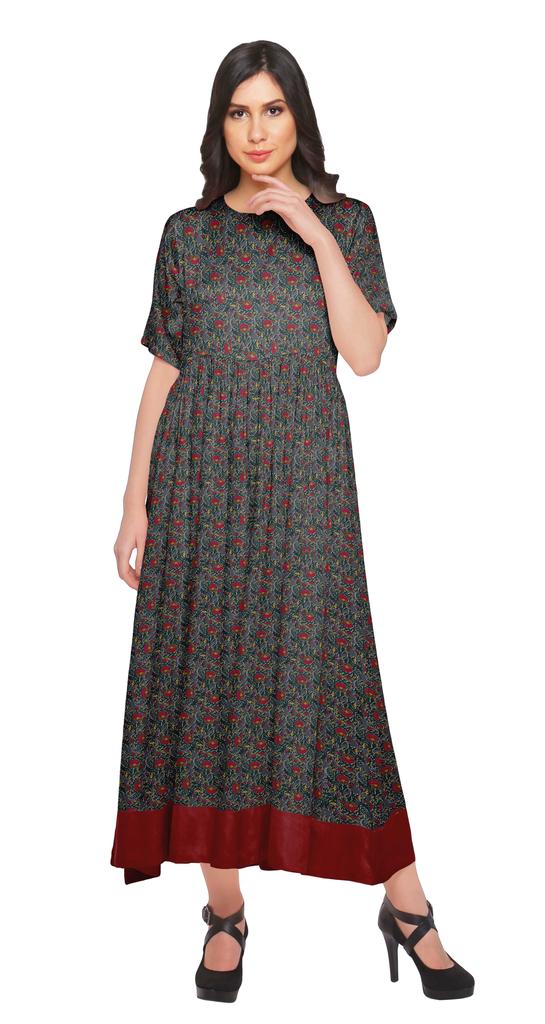 Moomaya Impresos Kurti Codo Manga T Nica Vestidos De Verano De La Mujer