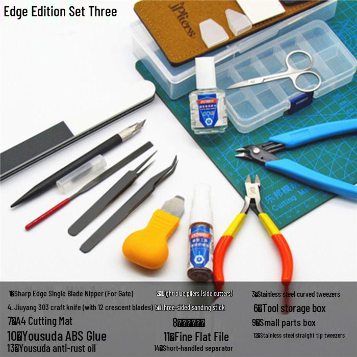 Gundam Modellmonteringsverktygssats: Avbitare, Hobbykniv, Pincetter, Elektrisk polermaskin