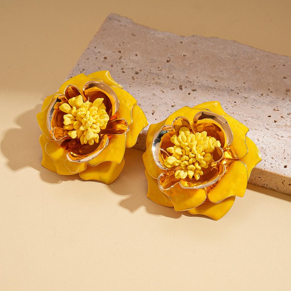 Dripping Flower Color Steel Needle Earrings Holiday Style Personality Fashion Earrings Sense Earrings