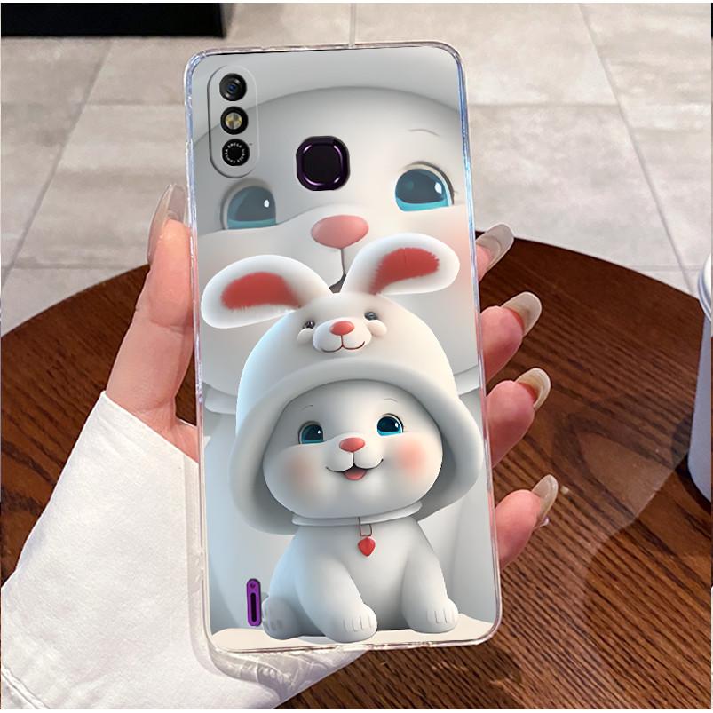 For Infinix Smart 4 4C Case X653 X653C Clear Aesthetic Luxury Cute Love Rabbit Funny Soft TPU Cover Infinix Smart 4c Phone Case