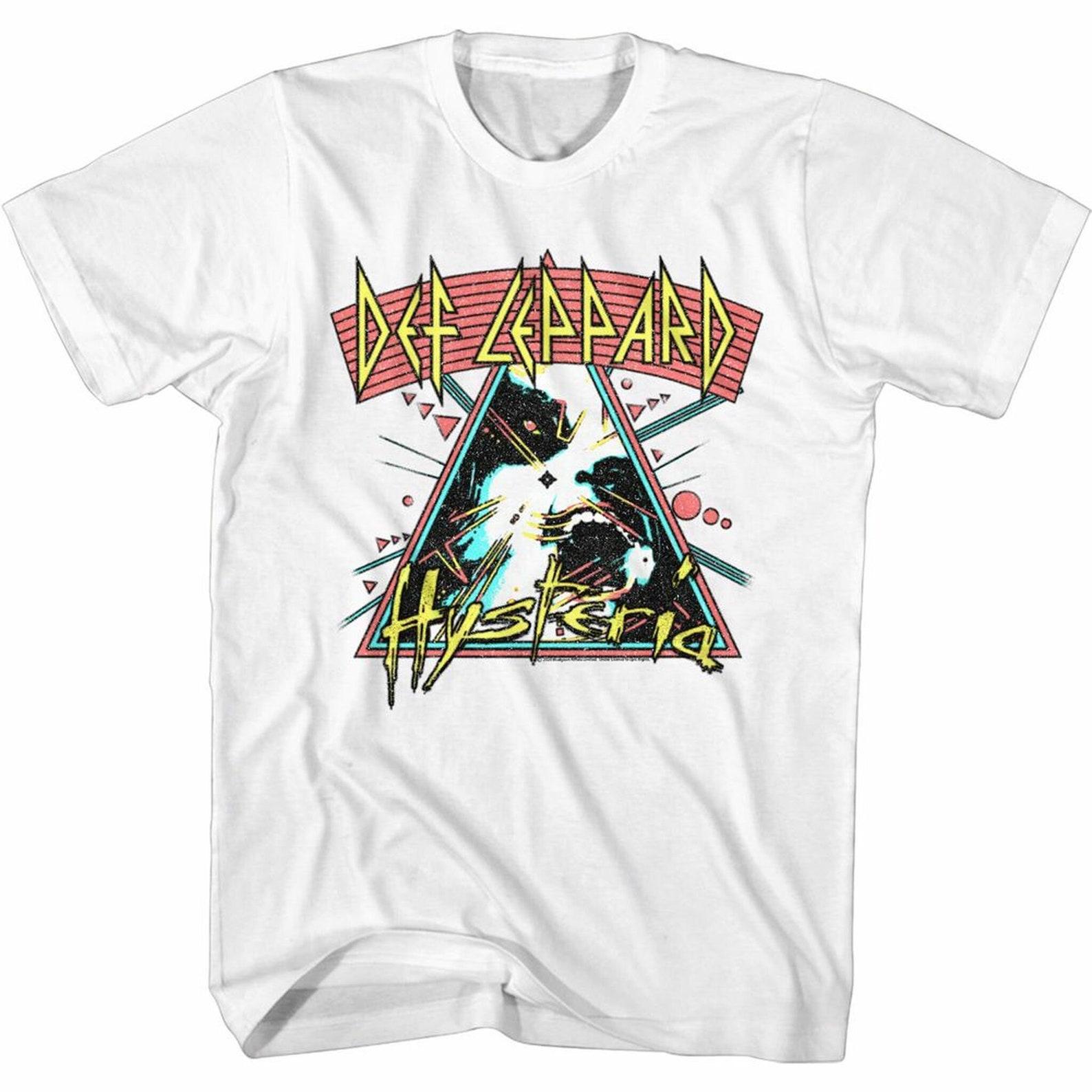 Def Leppard Arched Lines Hysteria White Adult T-Shirt S
