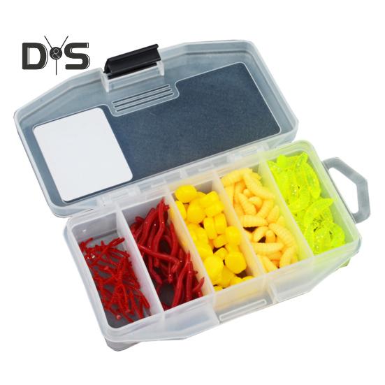 Weiche Angelköder-Set, leuchtende Farben, realistisch aussehende Mini-Künstliche Würmer, Angelköder mit Aufbewahrungskoffer