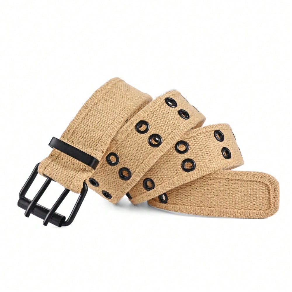 Men and women double-breasted belt double-hole middle-aged and young men's tooling trend punk pink buckle belt
