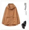 Stylish 2024 Women's Pure Cotton Hooded Jacket – Loose Fit, Plus Size, Casual Short Trench for Middle-Aged Moms