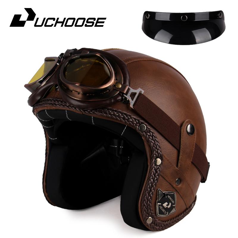 DOT Approved Vintage Motorcycle Helmet 3/4 Open Helmet Scooter Capacetes Motorcycle Equipment