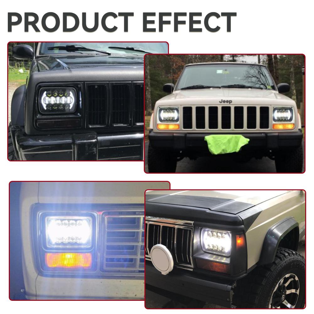 2pcs 55W Led 5x7" 7X6" Inch Retangular Feixe Farol Com High/Low DRL Square Headlight for Jeep Cherokee XJ Wrangler Truck 4X4