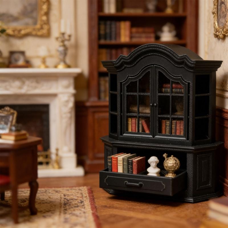 Solid Plastic Mini Cabinet Bookshelf Model Dollhouses Accessories For Bedroom Kitchen Living Room Tiny House Decoration