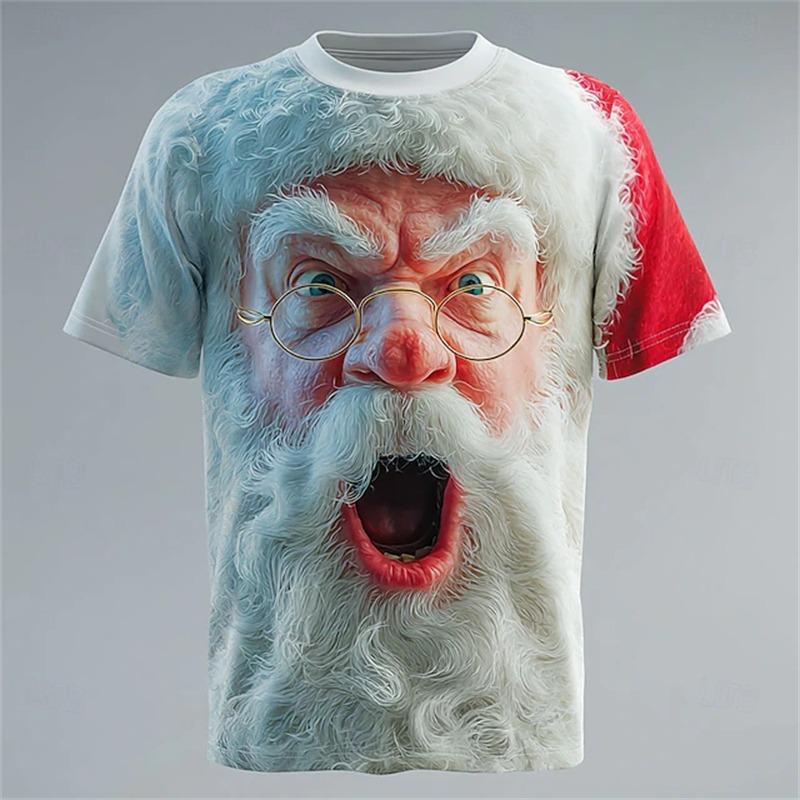 Weihnachts-T-Shirts Damen Druck T-Shirt Weihnachten Rollenspiel Kurzarm Herrenmode Lustiger Weihnachtsmann Kinderkleidung