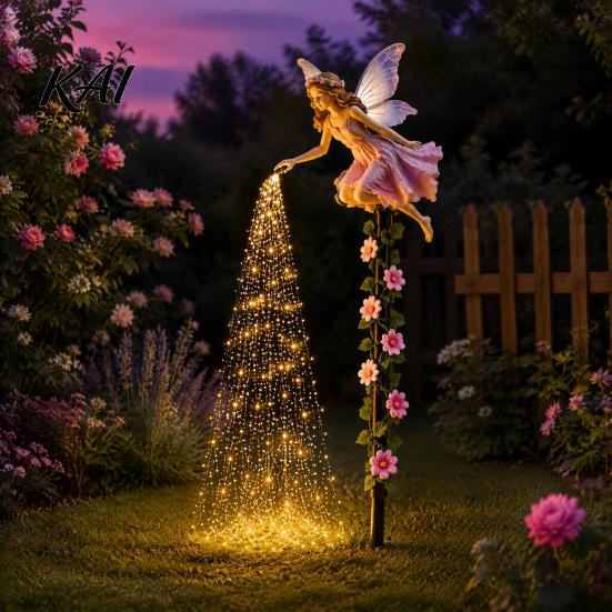 Waterproof Garden Stakes for Patio Fairy Sprinkling Magic Dust Solar Light, Outdoor Front Yard Pathway Decorations Statue with LED Light