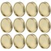 12Pcs Stainless Steel Split Type Glass Jar Lids Round Lkproof Sling Covers Kitchen Supply(XH00179 Gold )
