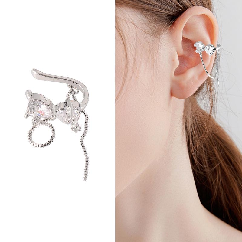 

Циркон Бант Кисточка Клипса для уха: Шикарная манжета без прокола для женщин