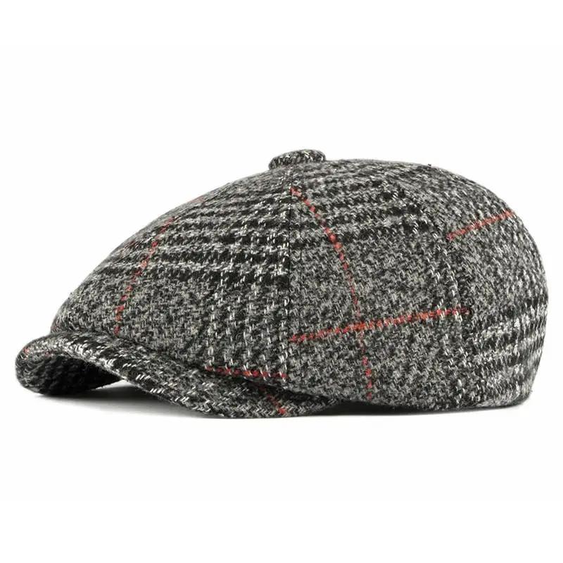 

Winter Polyester Newsboy Caps Octagonal Cap Men and Women Painter Beret Hats 101 55-60cm wear серый