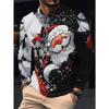 Men's long-sleeved T-shirt winter Christmas cartoon Santa Claus pattern round neck pullover bottoming shirt casual top