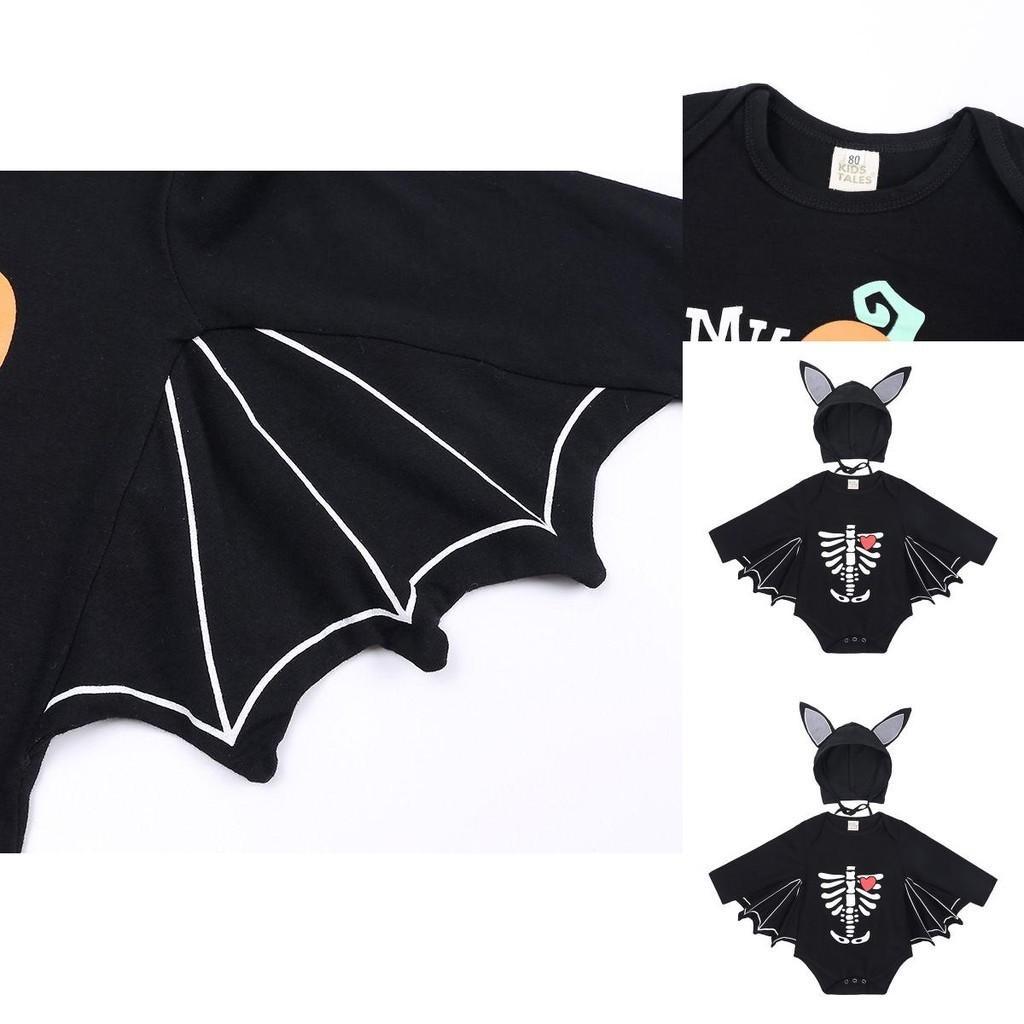 Adorable costume de chauve-souris Halloween Cosplay pour bébé garçon fille tout-petit, ensemble barboteuse avec chapeau