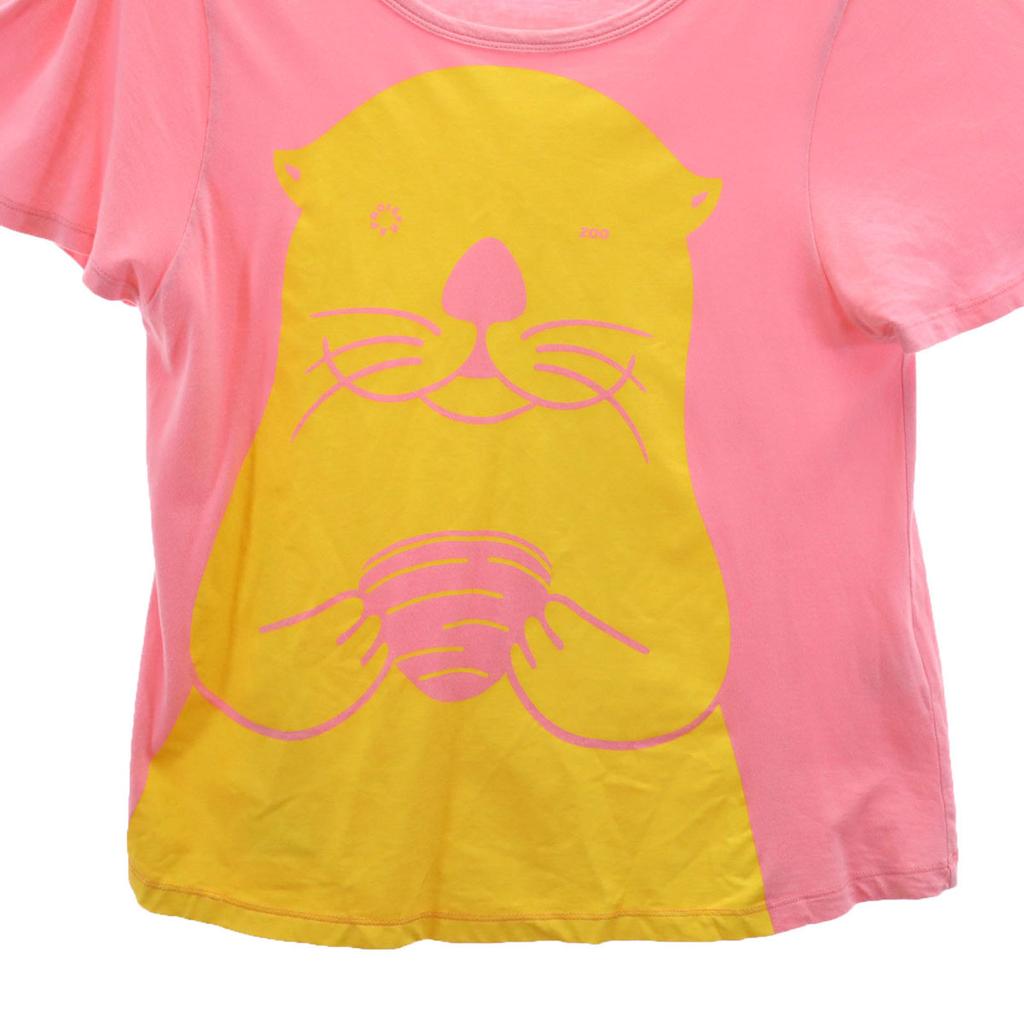 FRAPBOIS Sea Otter Print French Sleeve ZOO Boat Neck T-shirt 1 Animal Women Used