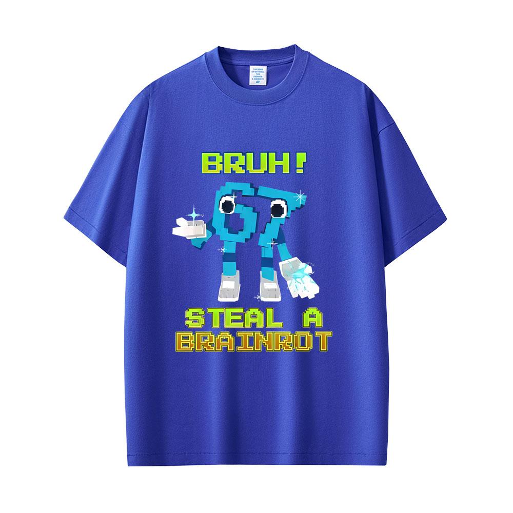 Funny Italian Brainrot Six Seven 67 Number Graphic Tshirt Bruh Steal A Bratnrot T Shirts Unisexs Women Casual Oversized Tshirts