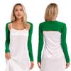 Womens Long Sleeve Open Front Cardigan Stretchy Yoga Dance Bolero Shrug Solid Crop Top