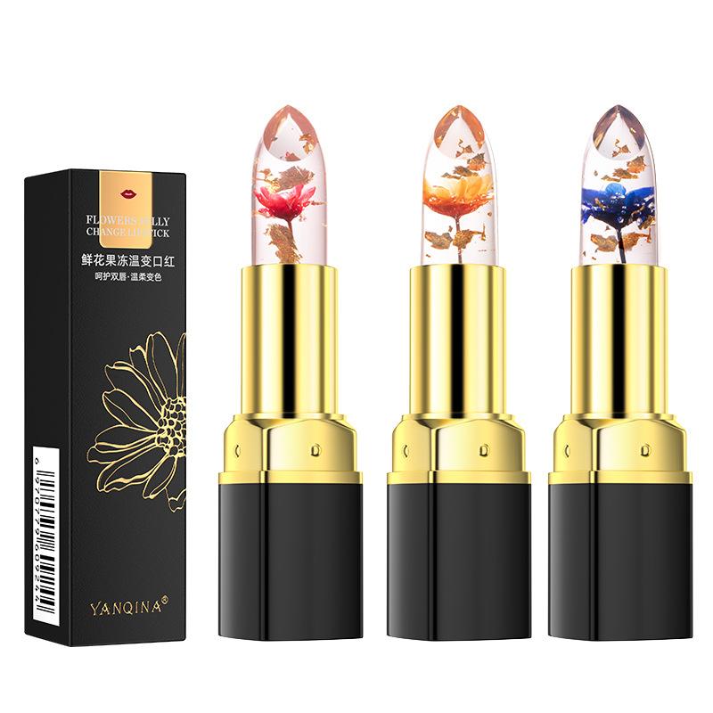 Flower Lipstick Clear Jelly Color-changing Gold Leaf Lipstick Warm Change Lipstick Non-stick Cup Non-fading Lip Gloss
