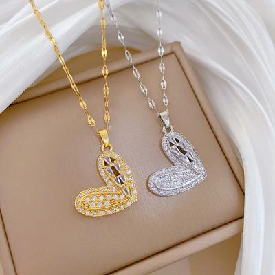 Guochao Slightly Inlaid Empty Love Accessories Live Broadcast Court Style Full Of Diamonds Inlaid With Luxury Necklaces