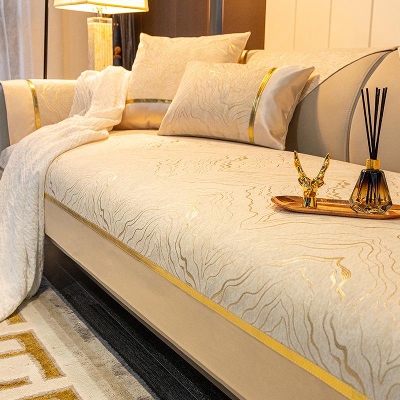 Light Luxury Non-Slip Sofa Cushion, Simple Modern Sofa Cover, High-End Chenille Four-Season Universal Seat Cushion Cover