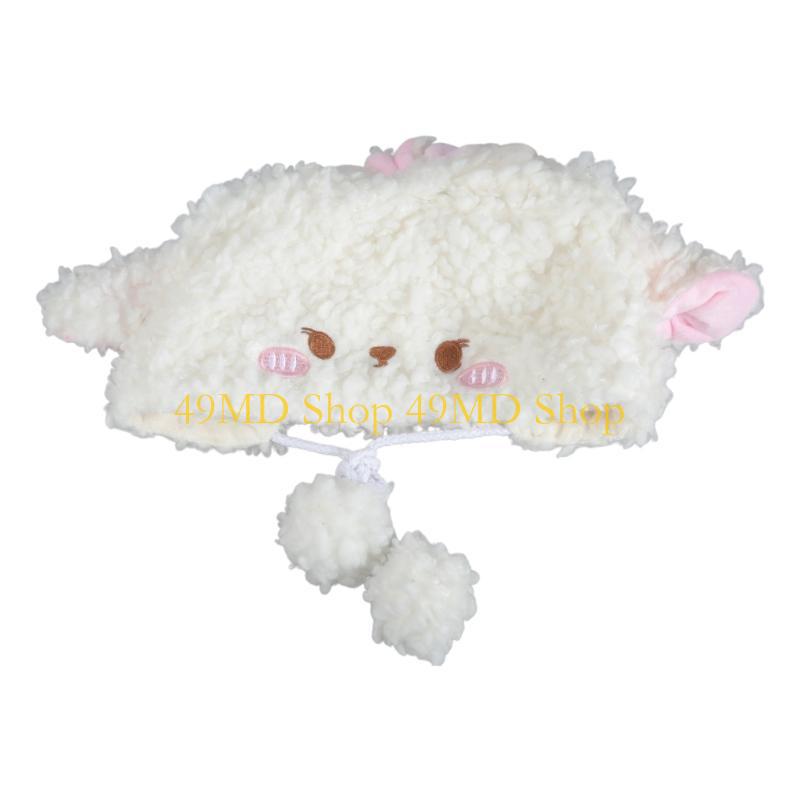49MD Plush Sheep Ushanka Hat Ear Muff Caps Ear Protective Caps for Motorcycling Skiing