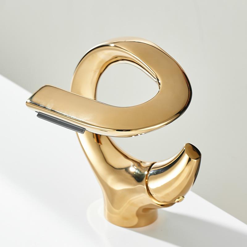 Bathroom Basin Faucets Single Handle Waterfall Taps Solid Brass Basin Mixers Taps S-shaped Design Water Taps