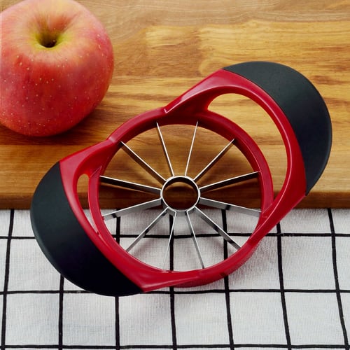 HengKe 12-Blade Apple Slicer and Corer with Ultra-Sharp Stainless Steel Blades and Ergonomic Plastic Handle, 3-in-1 Apple Slicer, Potato Slicer Cutter