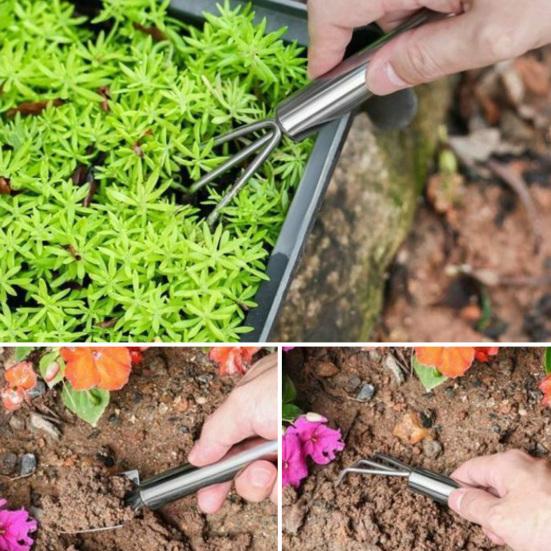 Stainless Steel Gardening Tool Small Garden Tool for Hand Rake Trowel Potted Plants Balcony Planting Transplanting