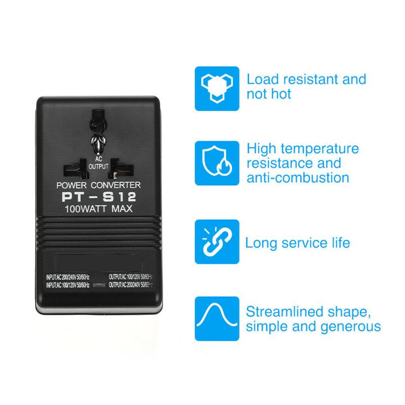 100w Dual Voltage Transformer Light-weight High Temperature Resistant Ac 110v/120v To 220v/240v