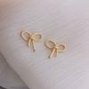 Silver needle simple and small bow earrings metal commuter student temperament stud earrings earrings