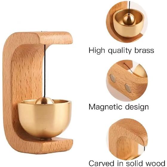 Solid Wood Wind Chime Suction Door Wooden C-Shaped 2025 New Magnetic Doorbell Chimes When Opens 2/3 Pcs (3pcs-Beech)