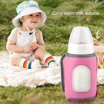 Baby Bottle Warmer Rechargeable Portable Type-C Charging Temperature Adjustable with LED Display Great Heat Retention On-the-go Baby Milk Bottle Cover
