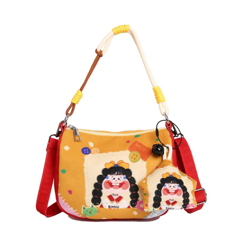 Cute Cartoon Illustration Mobile Phone Bag for Women, New and Quirky Graffiti Handbag, Casual and Versatile Single Shoulder Crossbody Bag